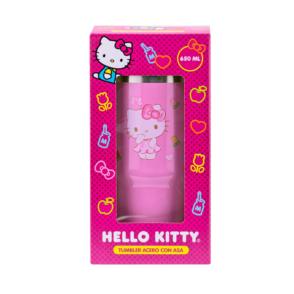 VASO TUMBLER HELLO KITTY ACERO CON ASA Y CAÑA SCOOL 600ML 705027 - 3