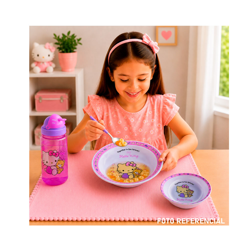 VAJILLA INFANTIL HELLO KITTY + TOMATODO SCOOL MELAMINE 705184 - 2