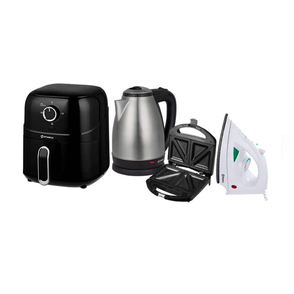COMBO FREIDORA AF2380N IMACO+ HERVIDOR + SANDWICHERA + PLANCHA - 1