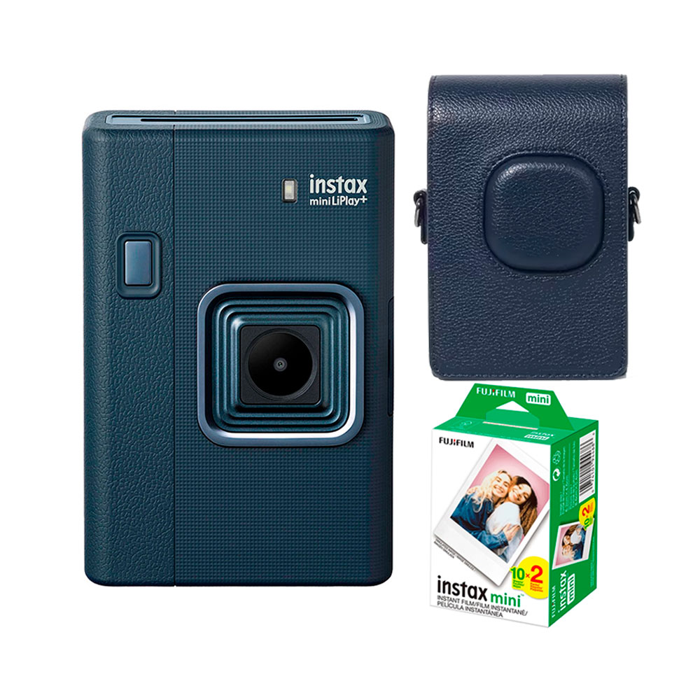 CAMARA FUJIFILM INSTAX MINI LIPLAY BLUE+ ESTUCHE+PELICULA X 20 - 1