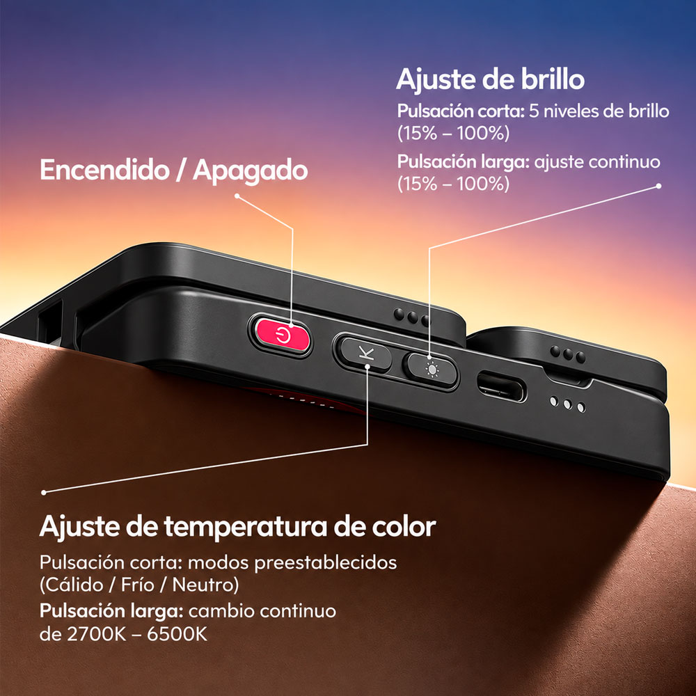 LUZ DE RELLENO ULANZI GL01 GLOWUP PARA SMARTPHONE - NEGRO - 10
