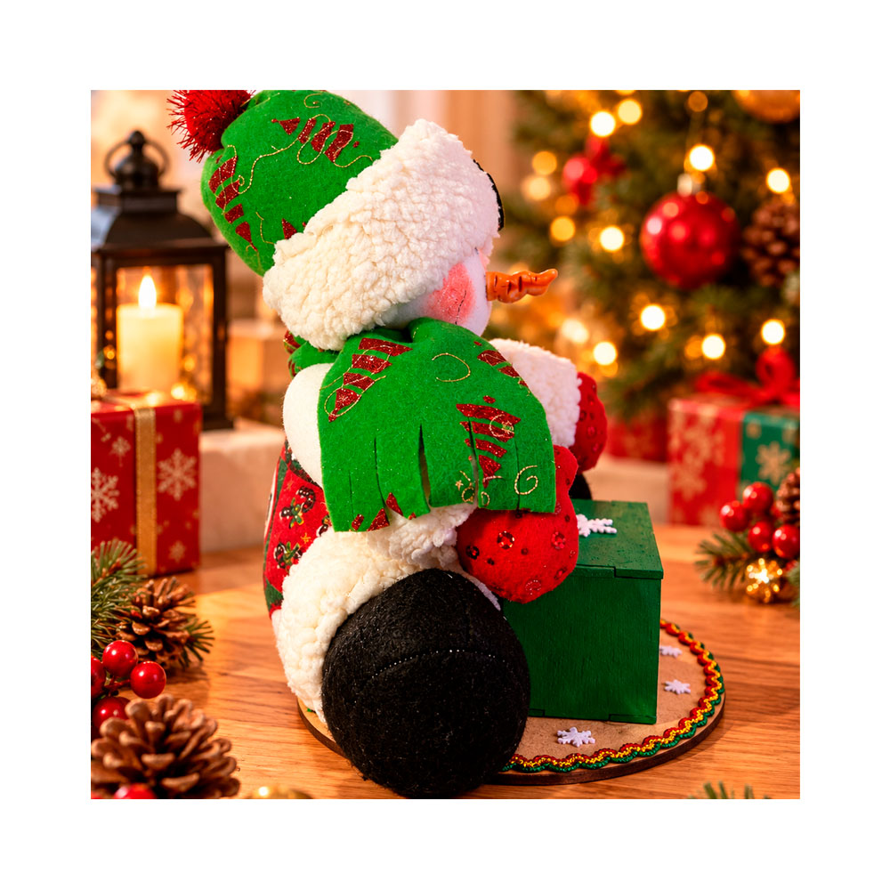 MUÑECO DE NIEVE NAVIDEÑO ARTESANAL CON CALENDARIO DECORATIVO 30 CM - 2