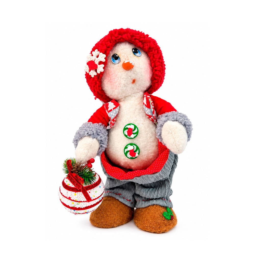 MUÑECO DE NIEVE NAVIDEÑO SINVERGUENZA DE FELPA CON ESFERA DECORATIVA - 1