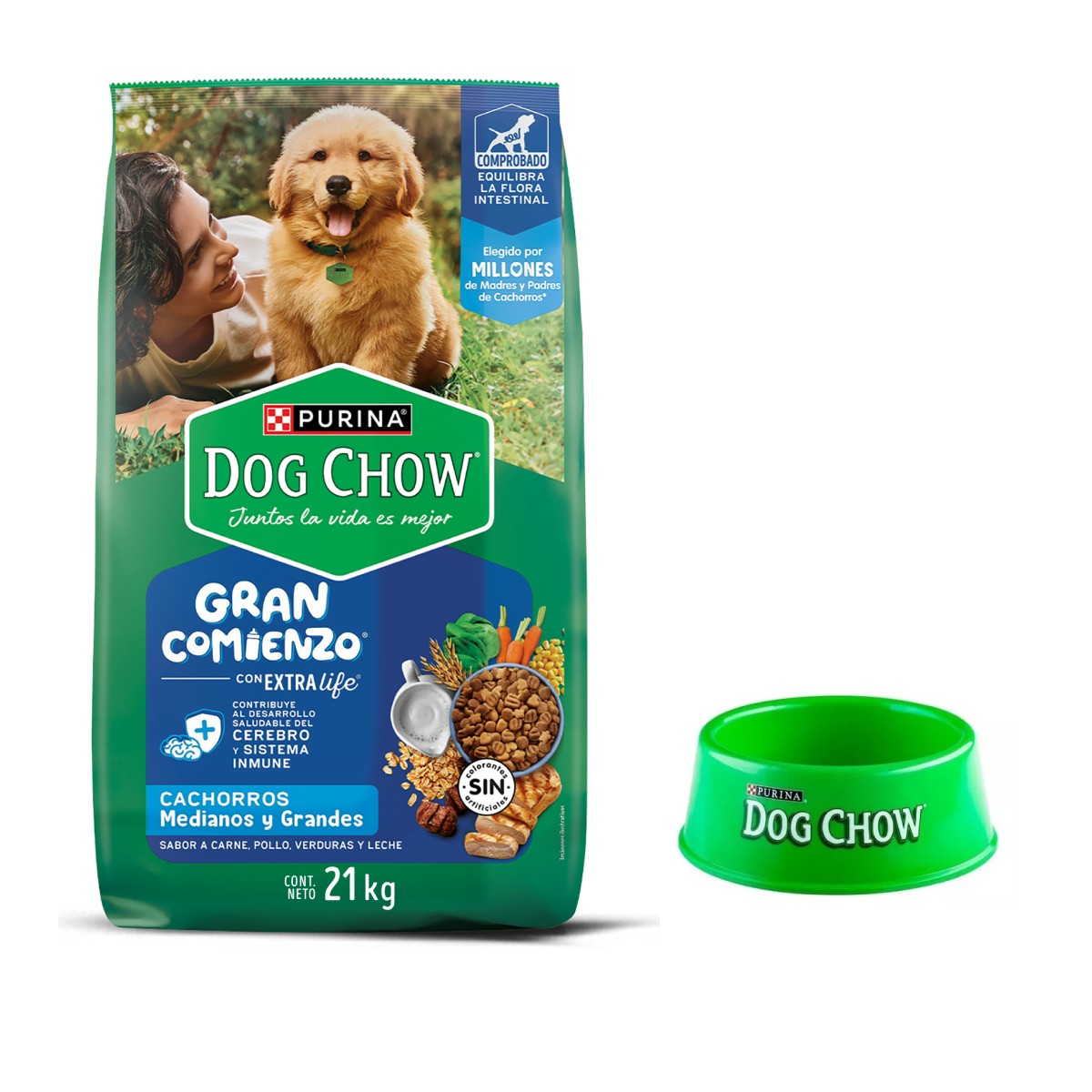 ALIMENTO PERRO DOG CHOW CACHORROS MEDIANOS Y GRANDES 21KG - 1