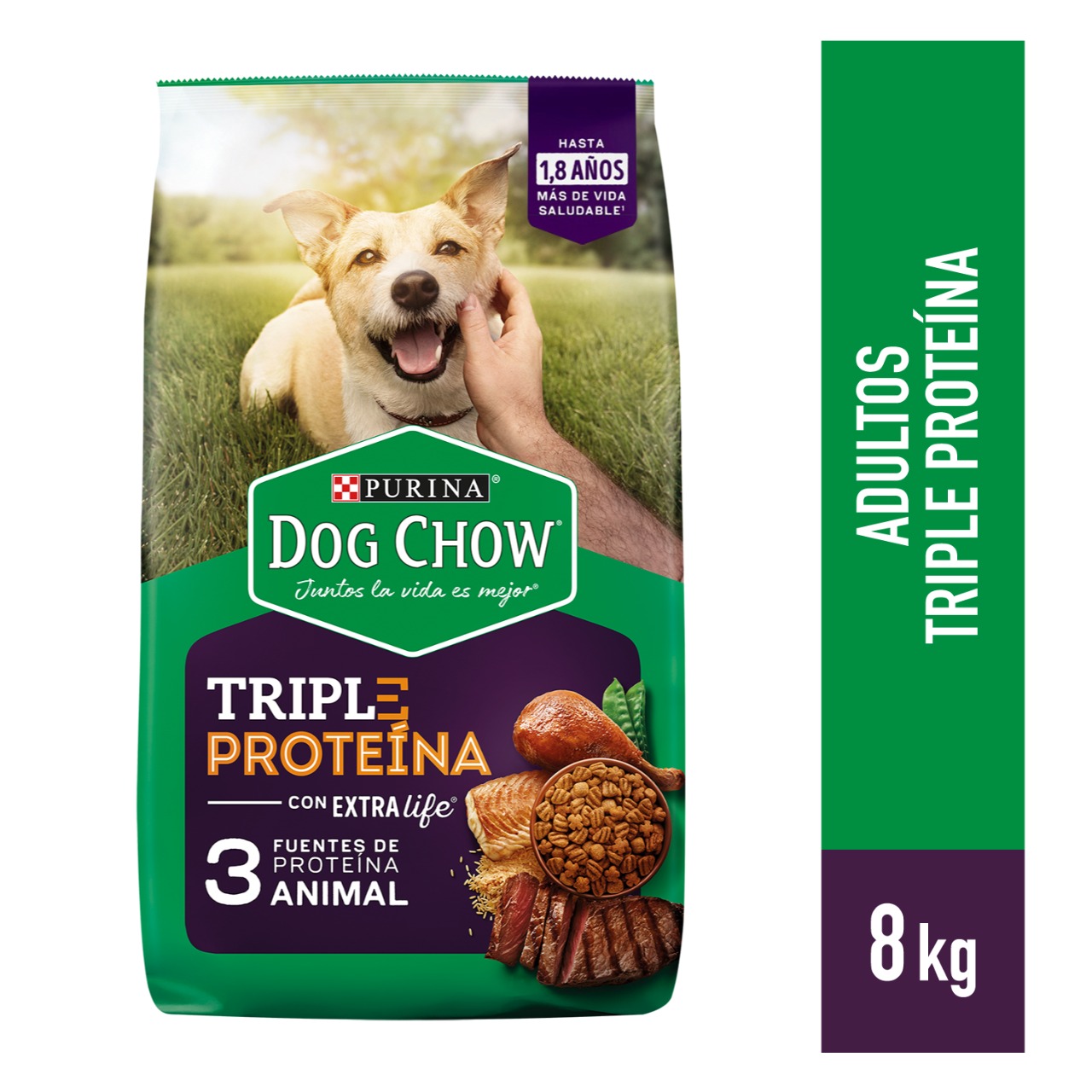 COMIDA PARA PERRO DOG CHOW TRIPLE PROTEÍNA 8KG - 1