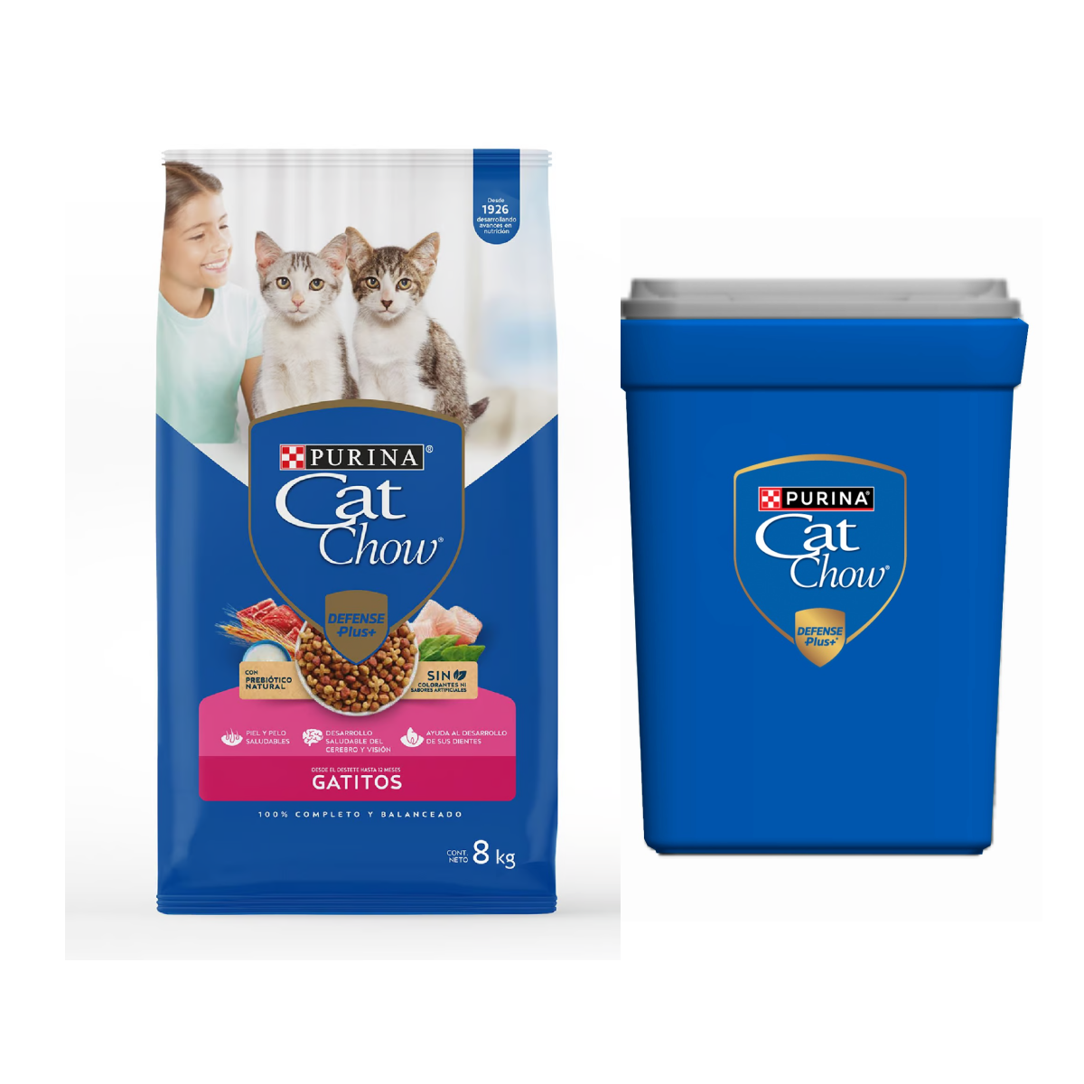 COMIDA PARA GATO CAT CHOW GATITOS 8KG + CONTENEDOR - 1
