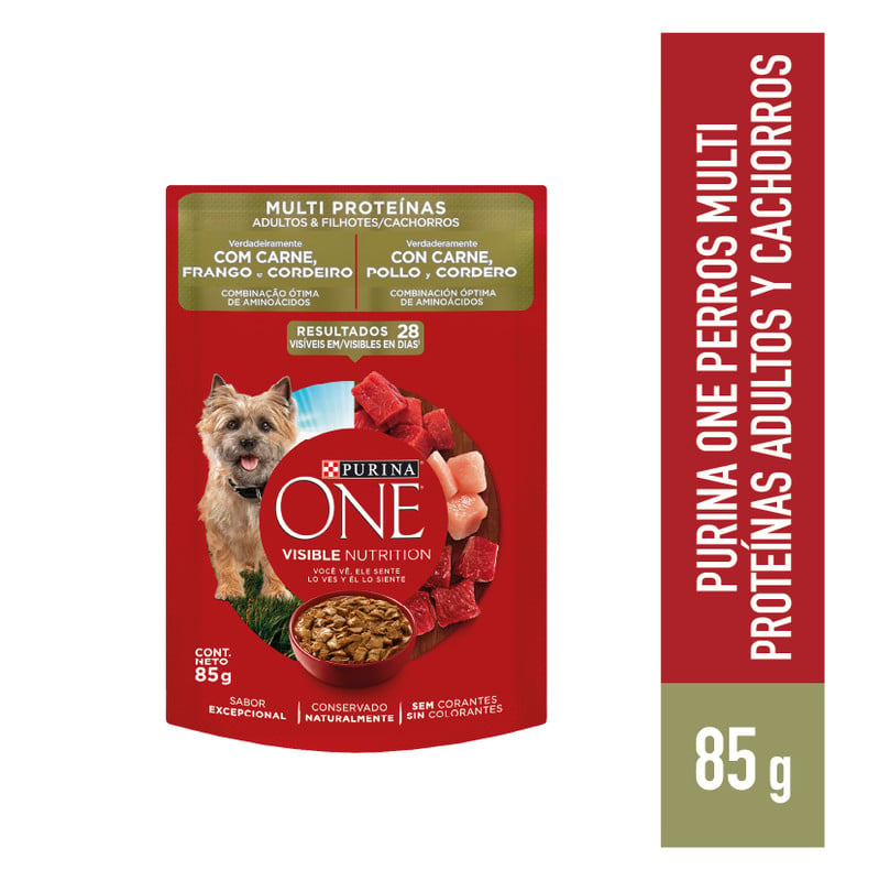 PURINA ONE MULTIPROTEÍNAS PERRO SOBRE CARNE 85G X15 UNIDADES - 1