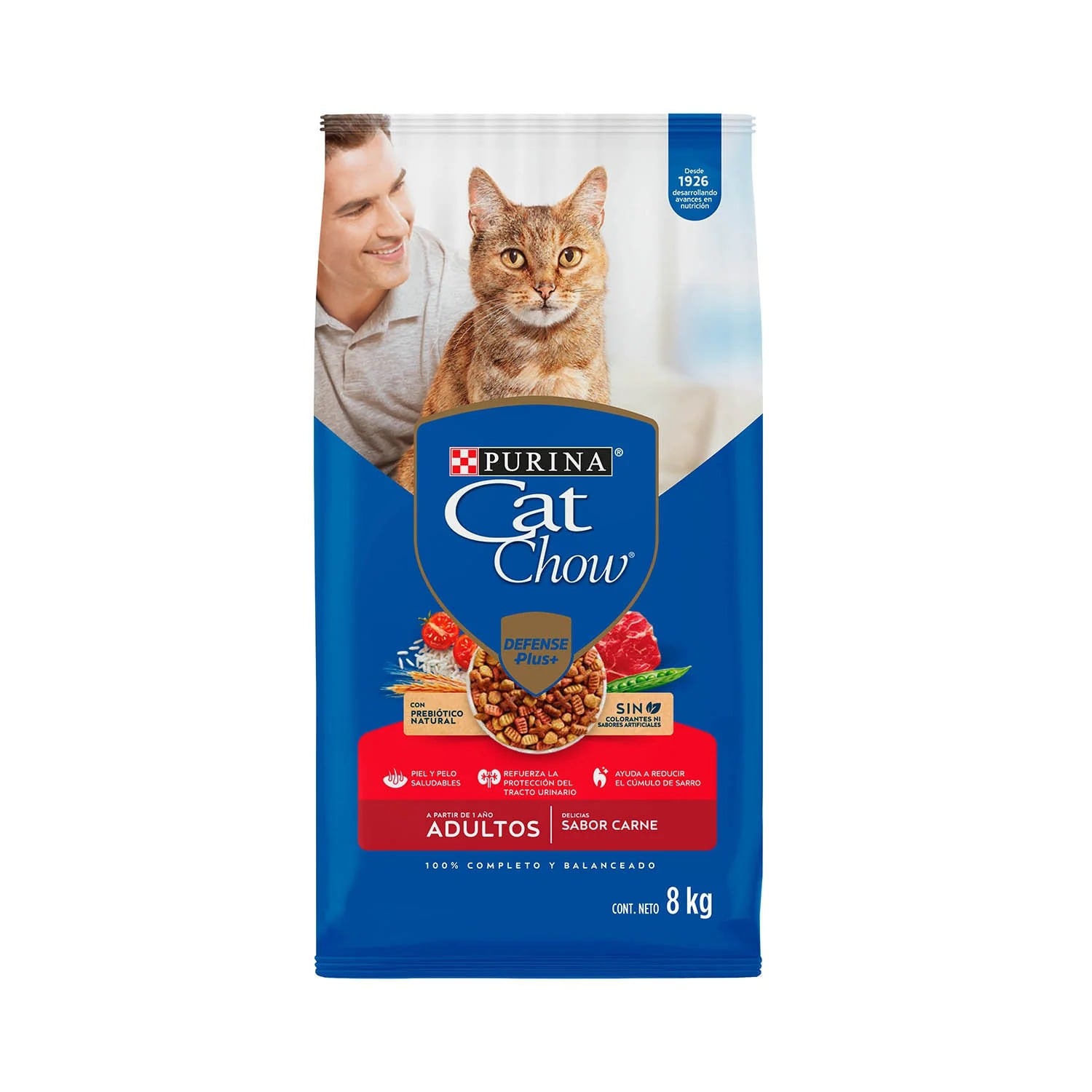 ALIMENTO PARA GATOS CAT CHOW ADULTO SABOR CARNE 8KG - 1