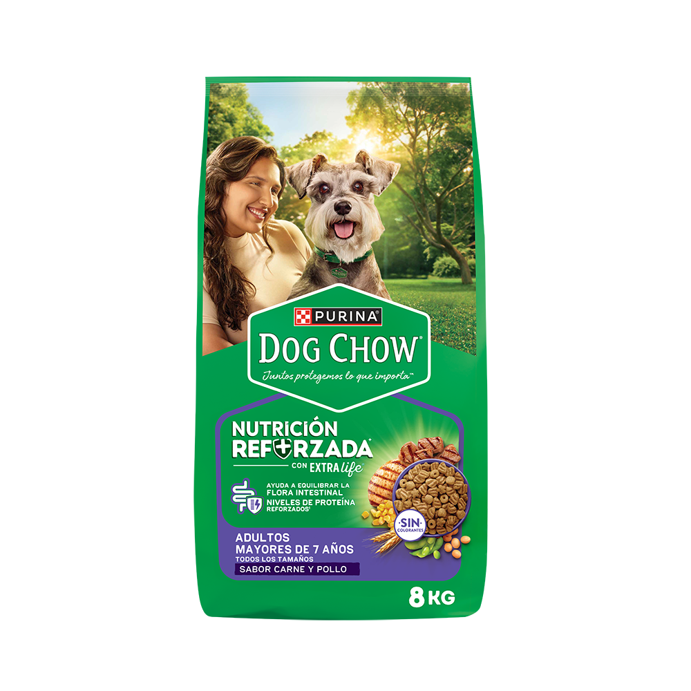 ALIMENTO PARA PERRO DOG CHOW ADULTOS MAYORES + 7 AÑOS 8KG - 1