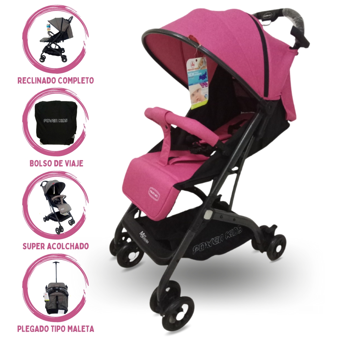 COCHE DE PASEO MALETA POWER KIDS «PALERMO» ROSADO - 1