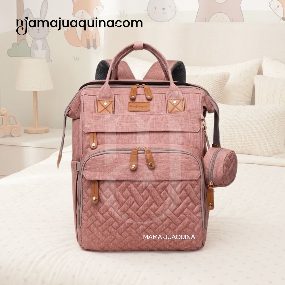 BOLSO PAÑALERO «THE BACK PACK» EXCLUSIVO ROSADO - 4
