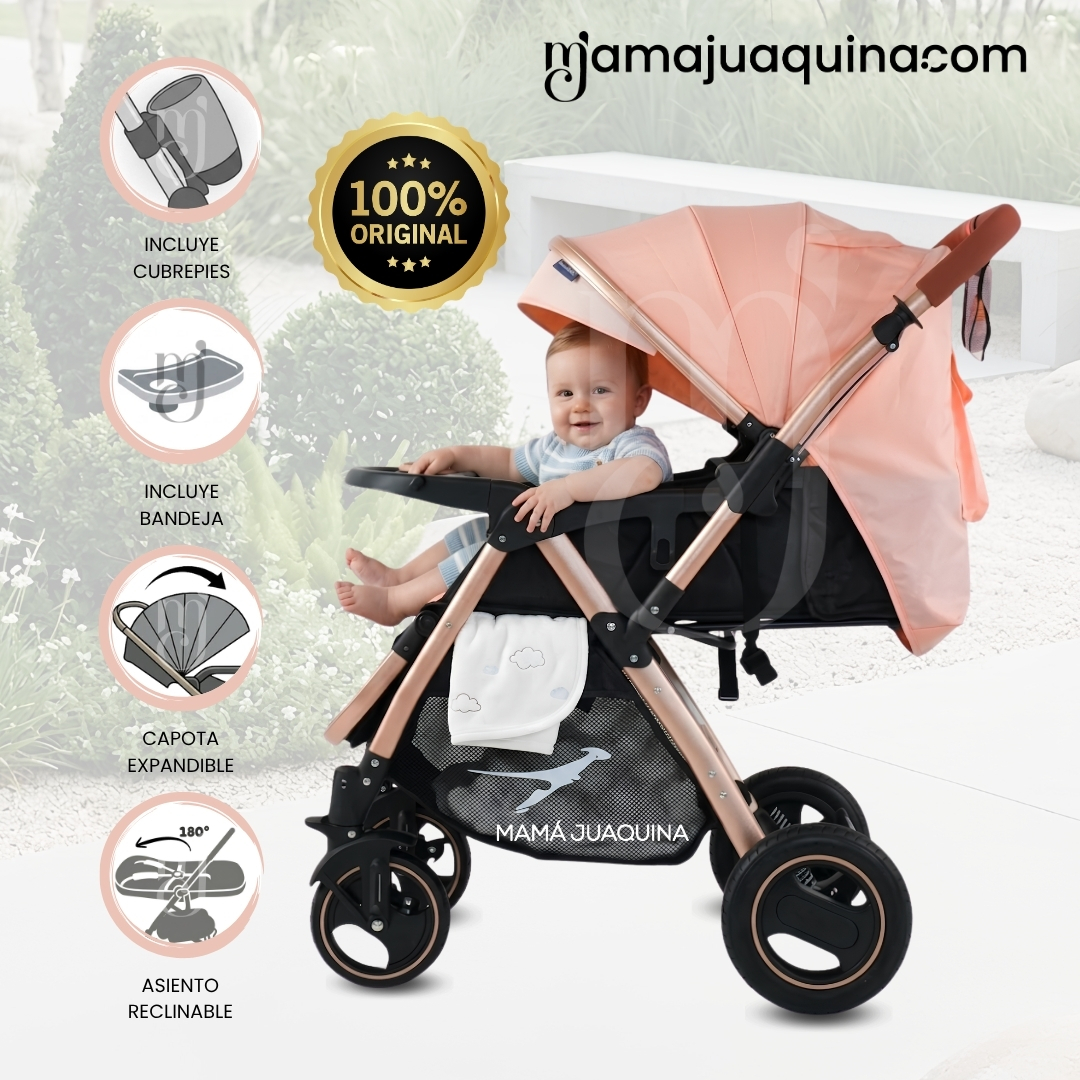 COCHE CUNA DE LUJO «RUNNER TRAVEL» ROSADO - 1