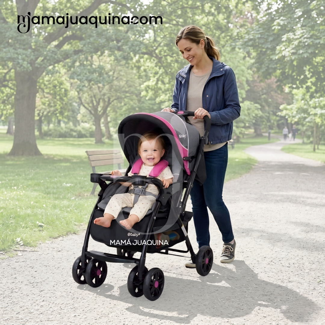 COCHE CUNA EBABY BRAVIAR NEW TRAVEL SYSTEM ROSADO - 2