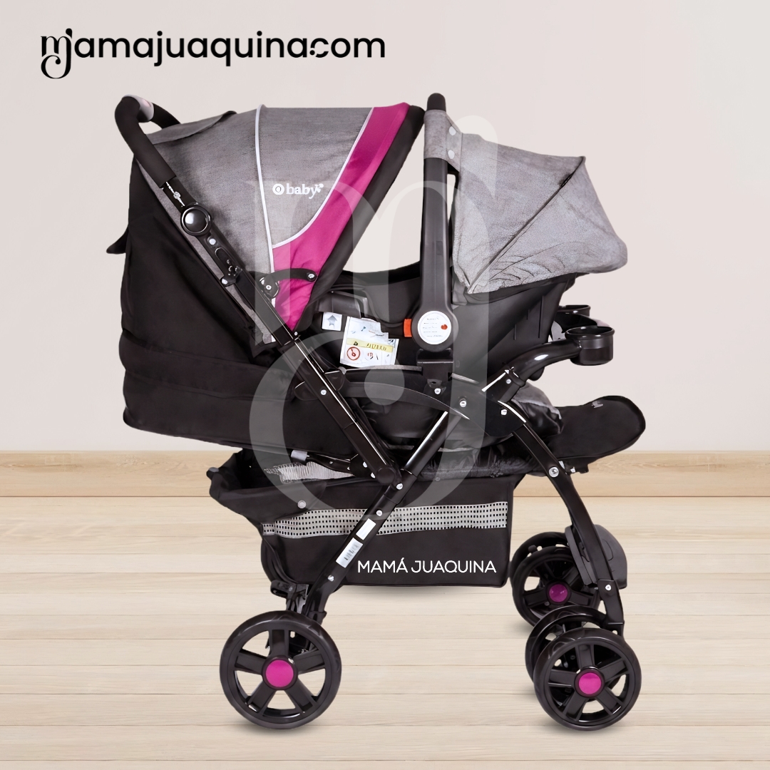 COCHE CUNA EBABY BRAVIAR NEW TRAVEL SYSTEM ROSADO - 7