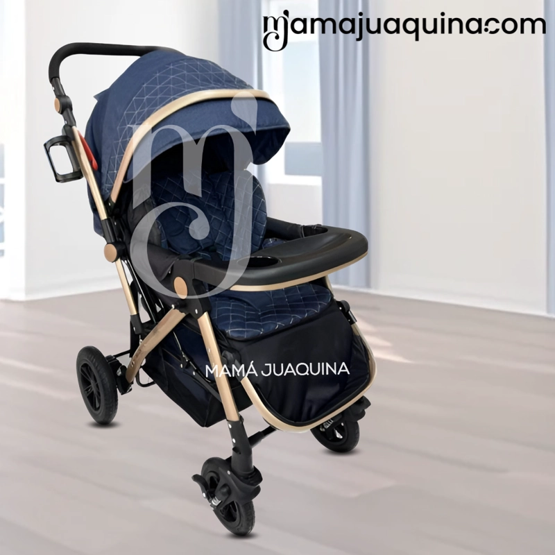 COCHE CUNA DE LUJO «MILOS GOLDEN» AZUL - 2