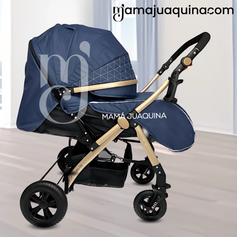 COCHE CUNA DE LUJO «MILOS GOLDEN» AZUL - 4