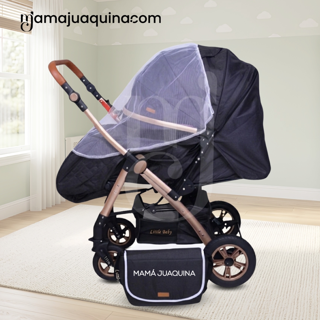 COCHE CUNA DE LUJO «BARCELONA» CON BOLSO PAÑALERO NEGRO - 4