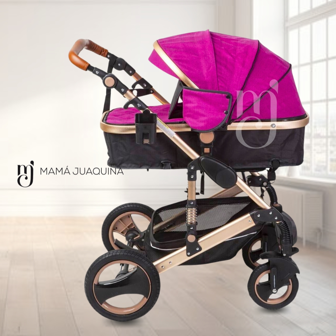 COCHE CUNA BABY ZEUS ROSADO VOYAGE FUCSIA TRAVEL SYSTEM CON PORTA BEBÉ - 6