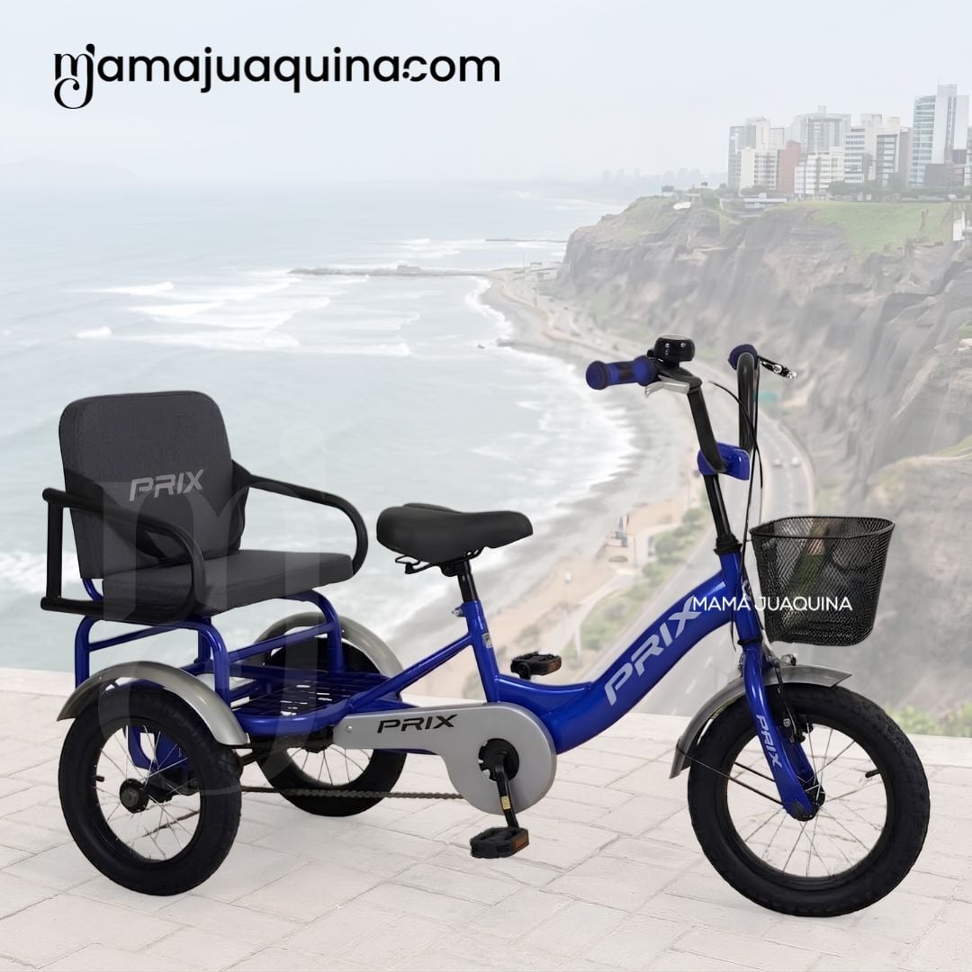 TRICICLO CONFORT TRENO AZUL DOBLE ASIENTO - 4