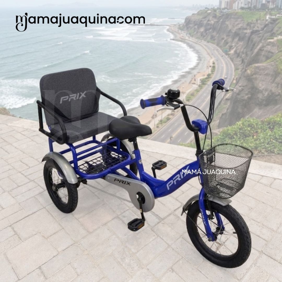 TRICICLO CONFORT TRENO AZUL DOBLE ASIENTO - 6