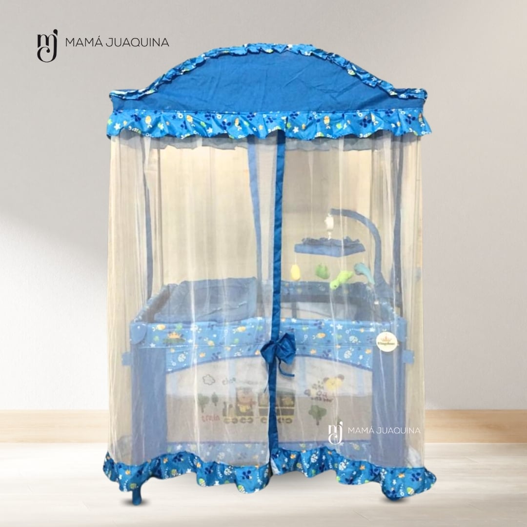 CUNA CORRAL KINGDOM MAJESTIC ARABIC ALUMINIO CELESTE 2 EN 1 - 3