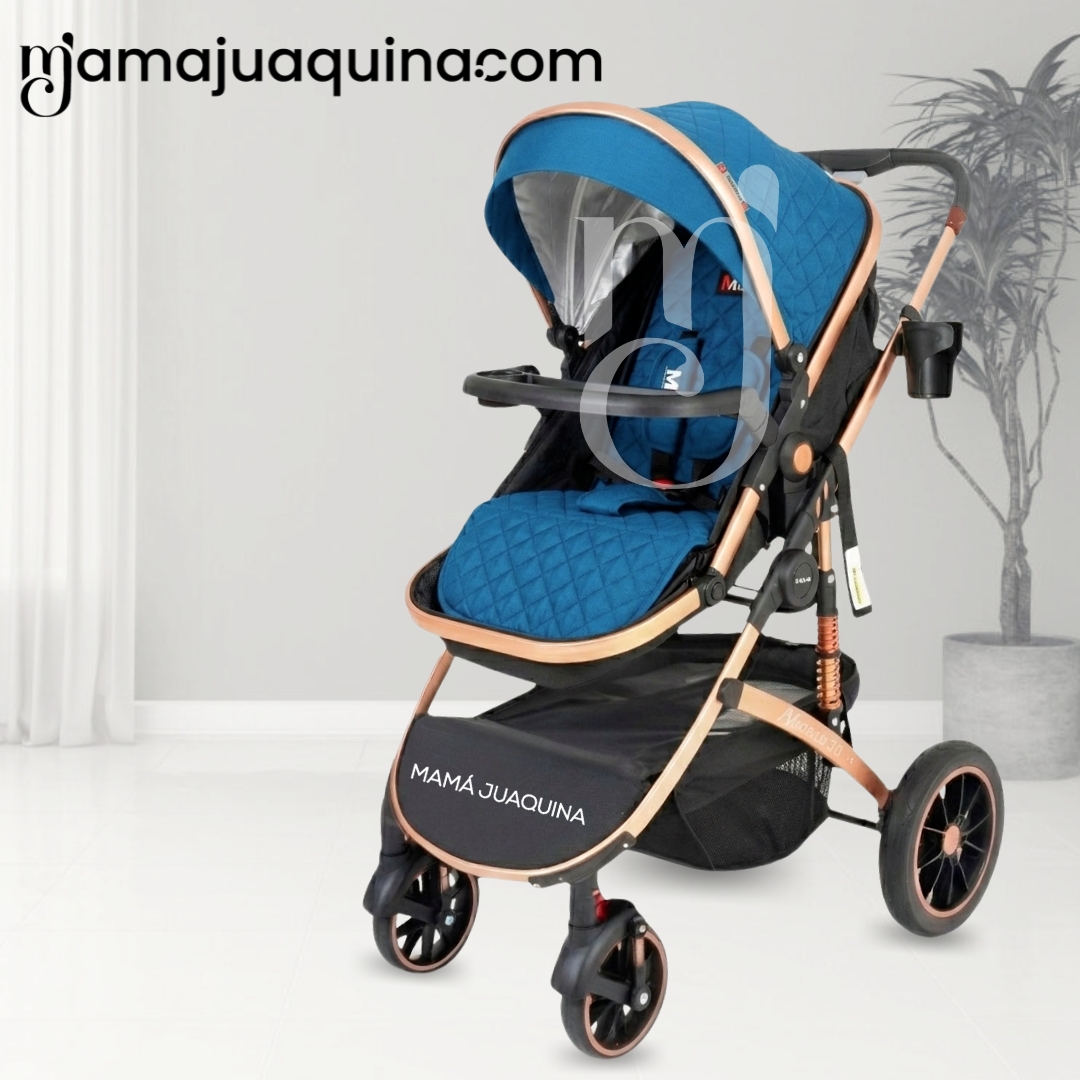 COCHE MOISÉS BABY CRAFT VERONA GOLD AZUL 4 EN 1 CON PORTA BEBÉ - 5
