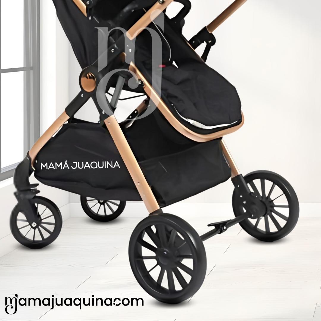 COCHE CUNA MECEDORA BABY KITS PARIS PLUS ROSADO DE LUJO - 5