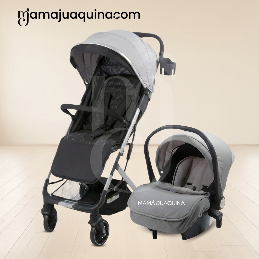 COCHE DE PASEO MALETA «DOLCE PRAGA» CON PORTABEBÉ GRIS - 5