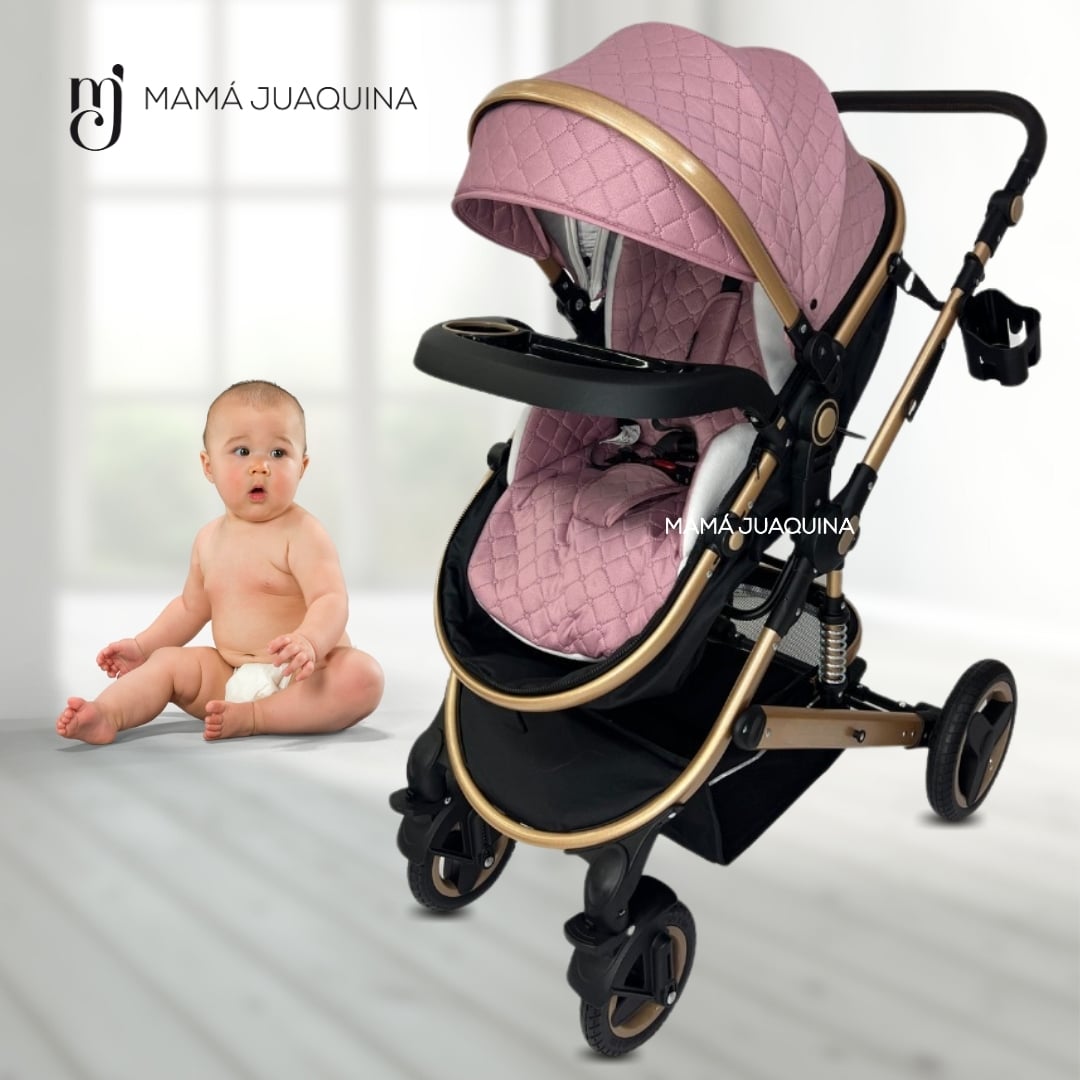 COCHE CUNA BABY GRAND LUMIERE ROSADO MOISÉS 4 EN 1 CON PORTABEBÉ - 5