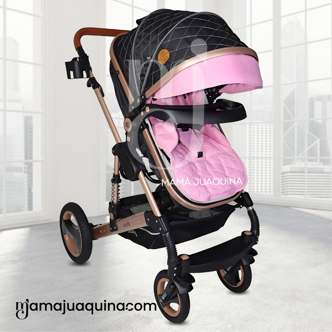 COCHE CUNA BABY KENNEDY ROSADO MOISÉS LUJO EDICIÓN LIMITADA - 4