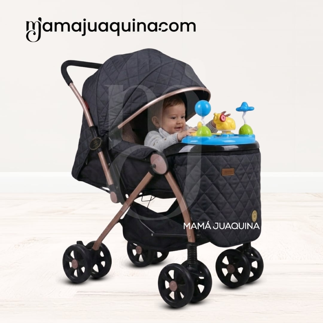 COCHE CUNA BABY SUMMER DREAM NEGRO MUSICAL LUJO - 5