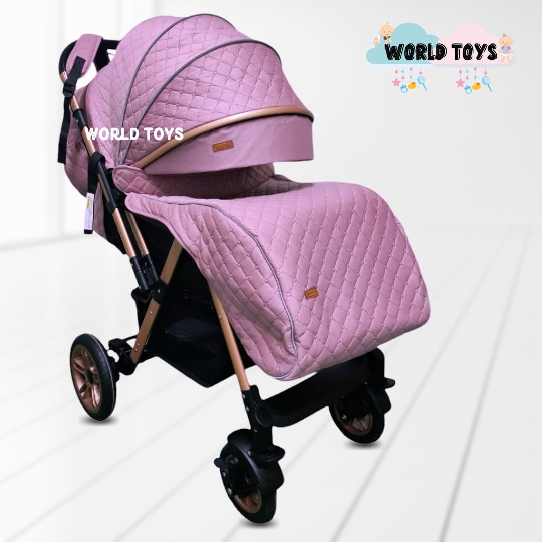 COCHE CUNA DE LUJO «LONDRES II» CON MOCHILA PAÑALERA ROSADO - 4