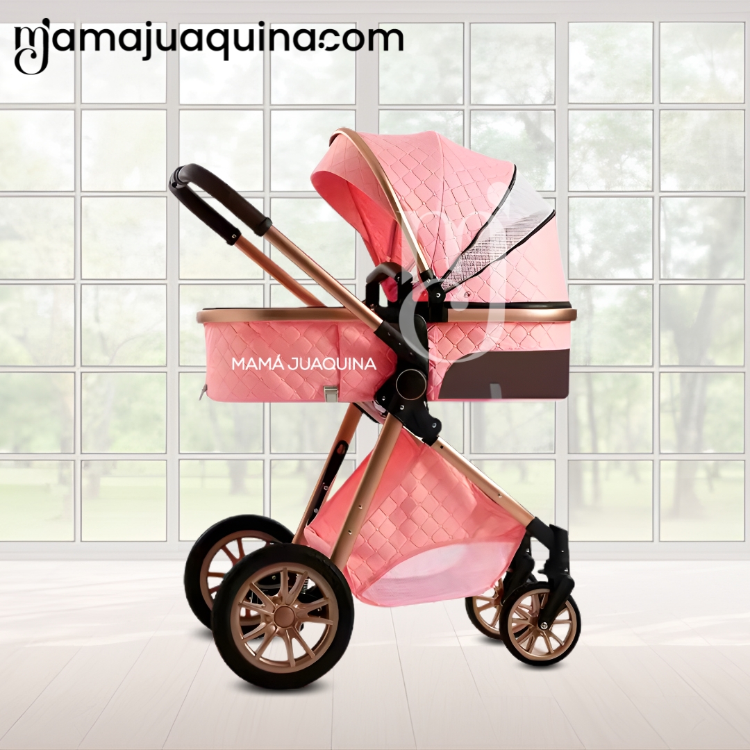 COCHE CUNA BABY GOLD LABELL ROSA MOISÉS LUJO CON PORTABEBÉ - 3