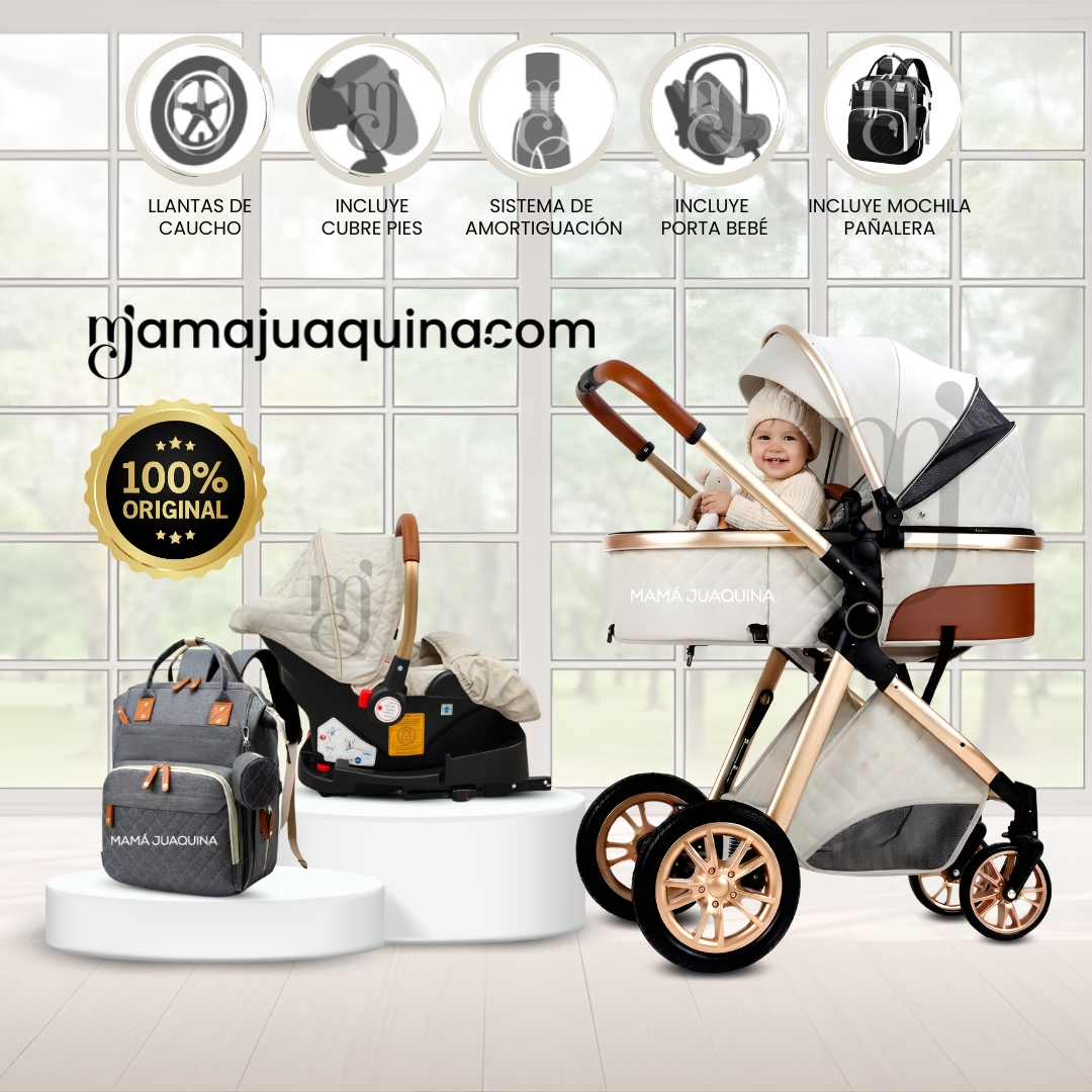 COCHE CUNA BABY GOLD LABELL BLANCO MOISÉS LUJO CON PORTABEBÉ - 1