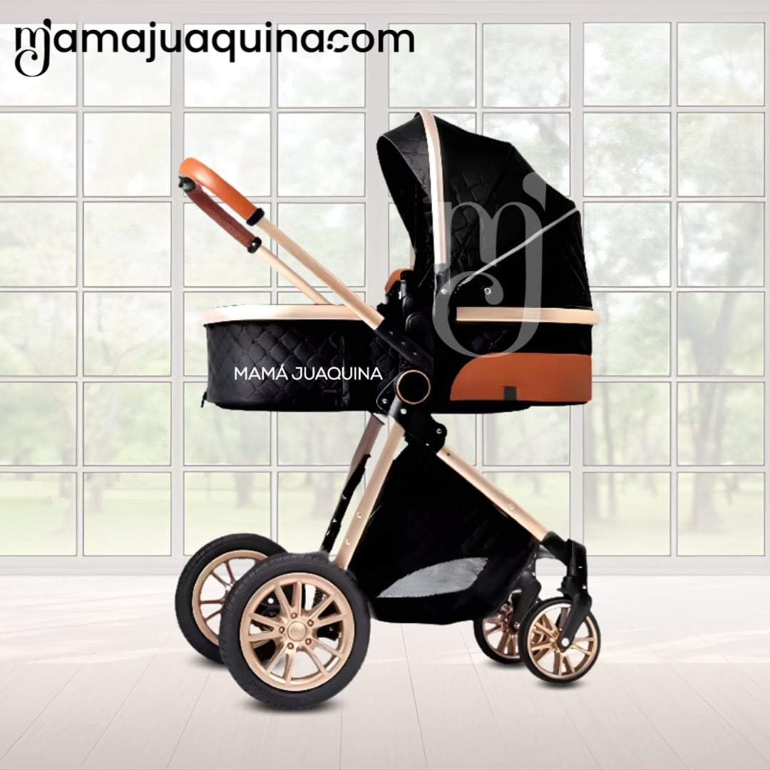 COCHE CUNA BABY GOLD LABELL NEGRO MOISÉS LUJO CON PORTABEBÉ - 3