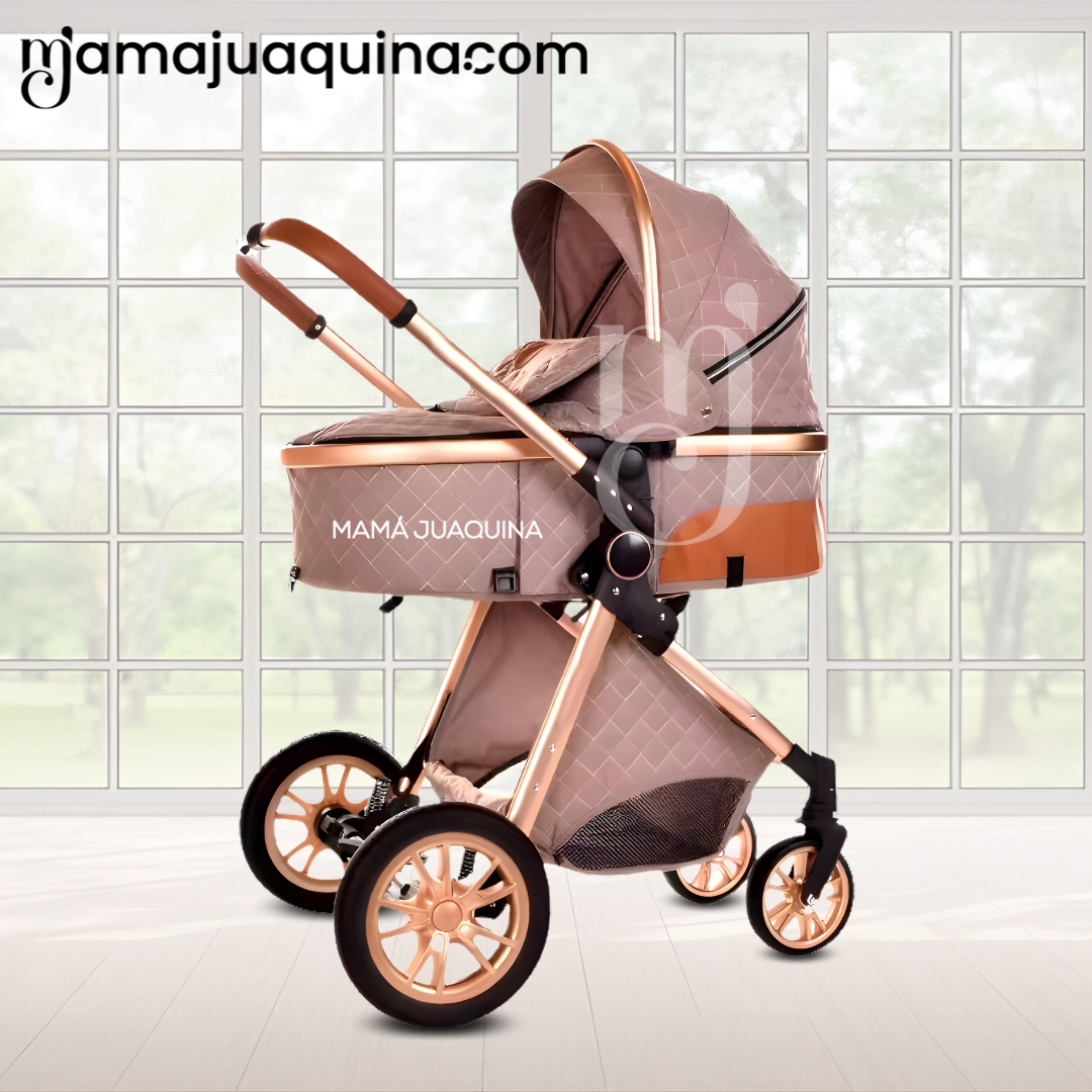 COCHE CUNA BABY GOLD LABELL CAFÉ MOISÉS LUJO CON PORTABEBÉ - 3
