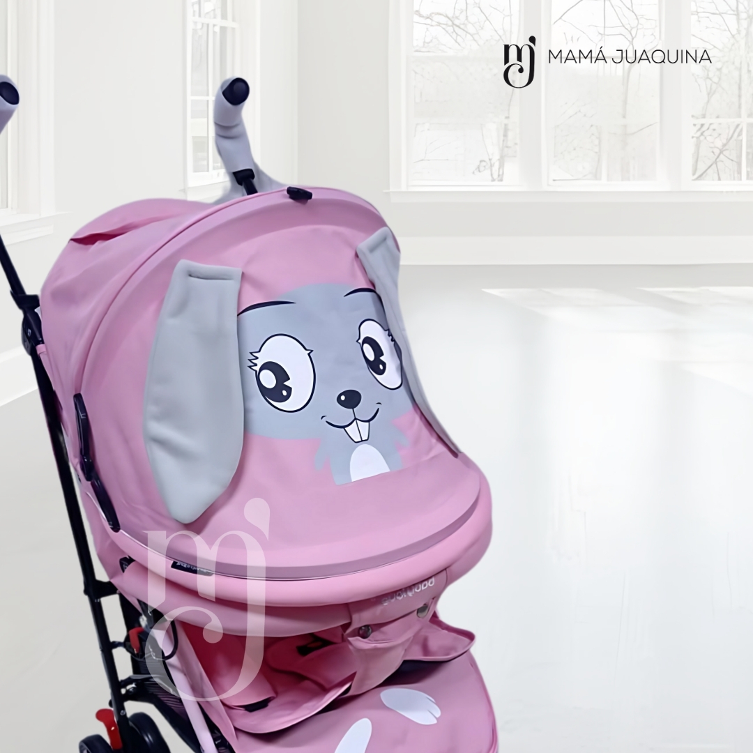 COCHE BASTÓN BABY ROSADO CON DISEÑO COPITO - 5