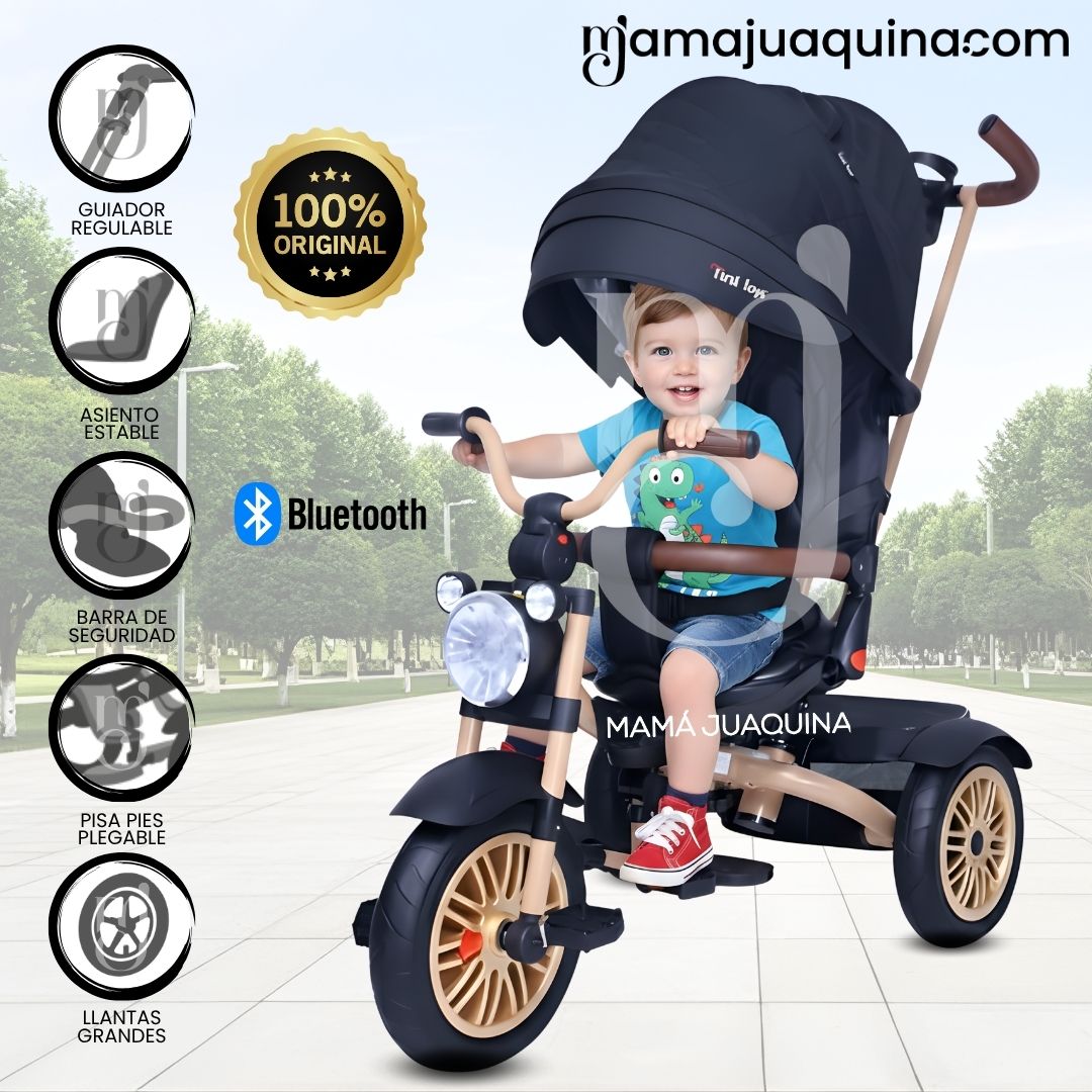 TRICICLO BABY TOYS WALK NEGRO GUIADOR - 1