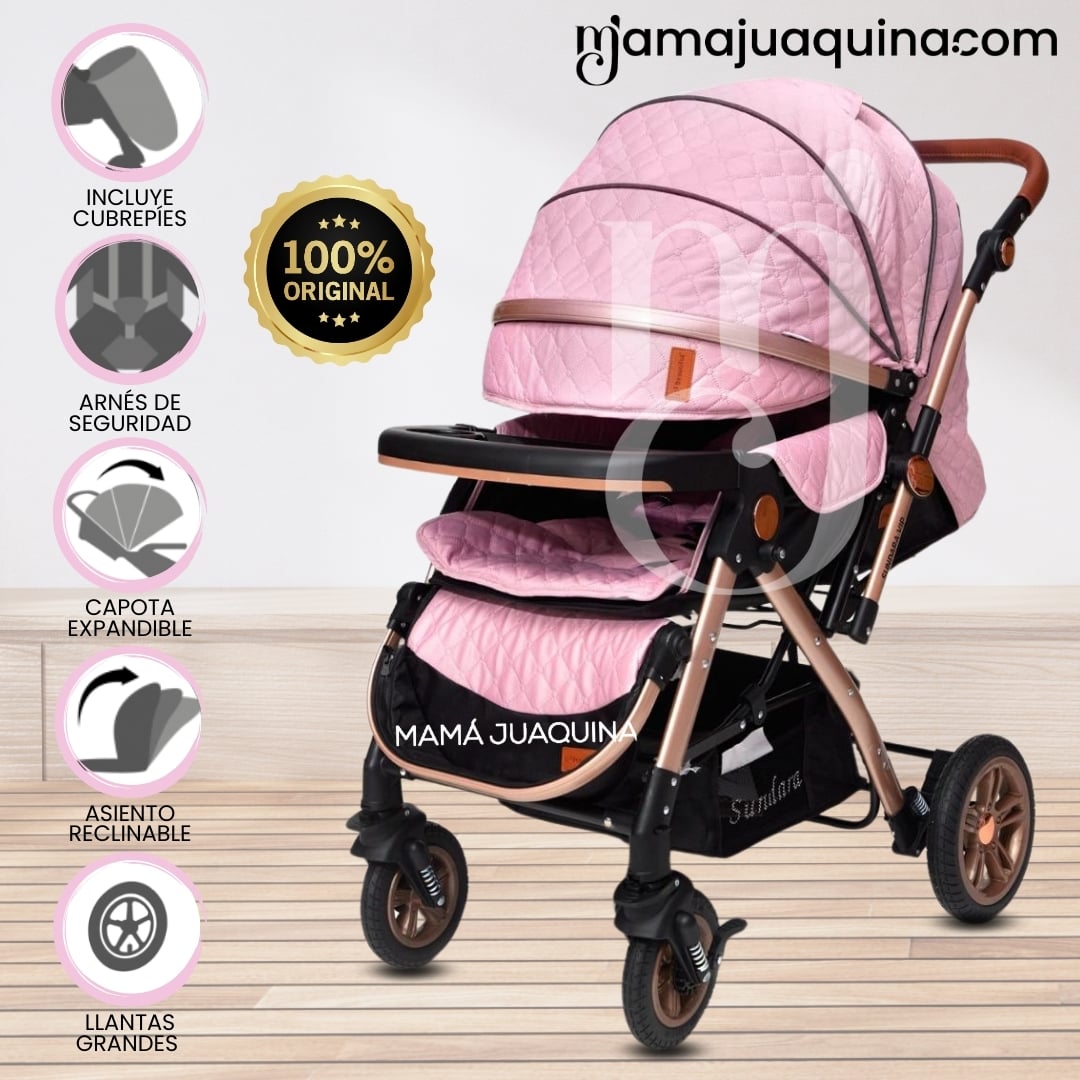 COCHE CUNA BABY SUNDAY DREAMS ROSADO LUJO - 1