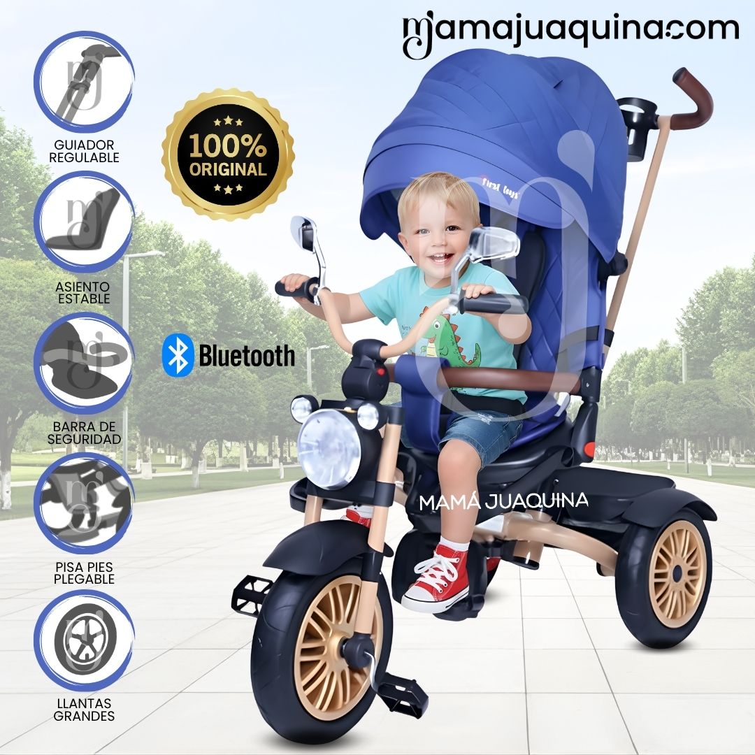 TRICICLO BABY TOYS WALK AZUL GUIADOR - 1