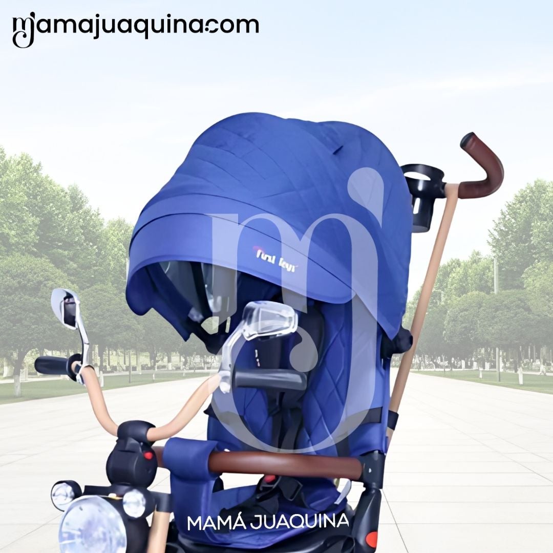 TRICICLO BABY TOYS WALK AZUL GUIADOR - 3