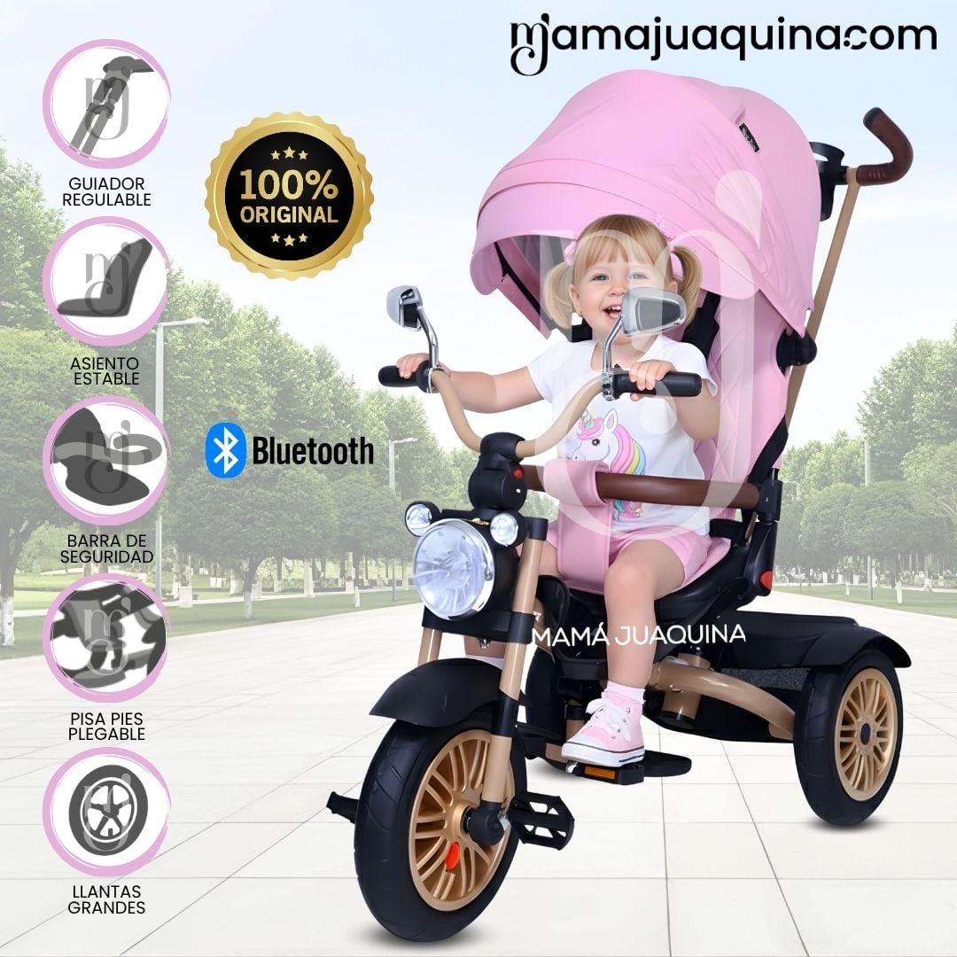 TRICICLO BABY TOYS WALK ROSA GUIADOR - 1