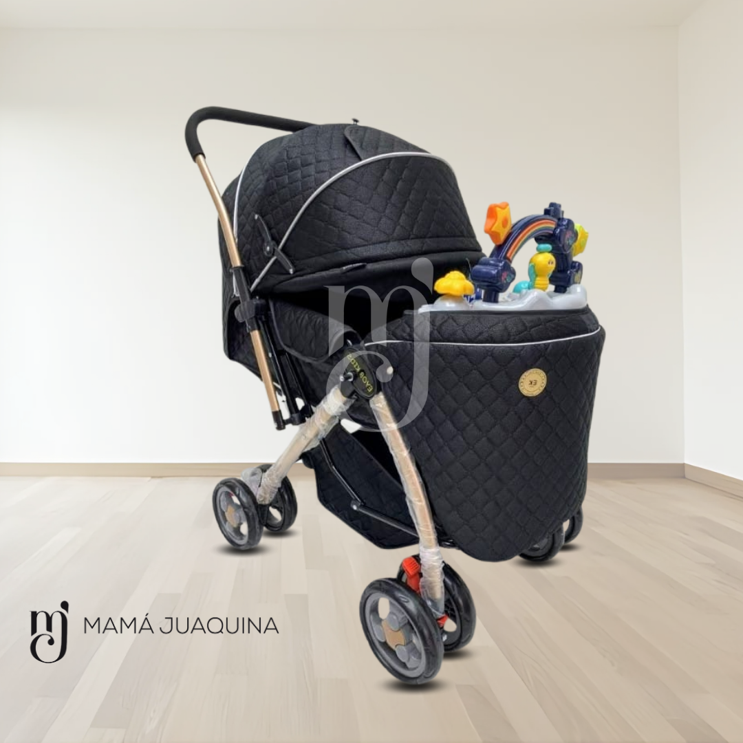 COCHE CUNA BABY SUMMER DAY NEGRO MUSICAL LUJO - 6