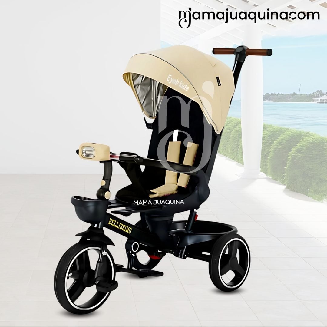 TRICICLO BEAUTIFUL BELLISSIMO BEIGE GUIADOR ITALIANO - 2
