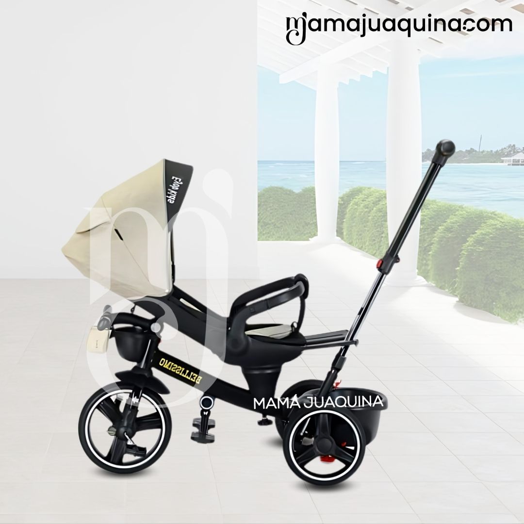 TRICICLO BEAUTIFUL BELLISSIMO BEIGE GUIADOR ITALIANO - 5