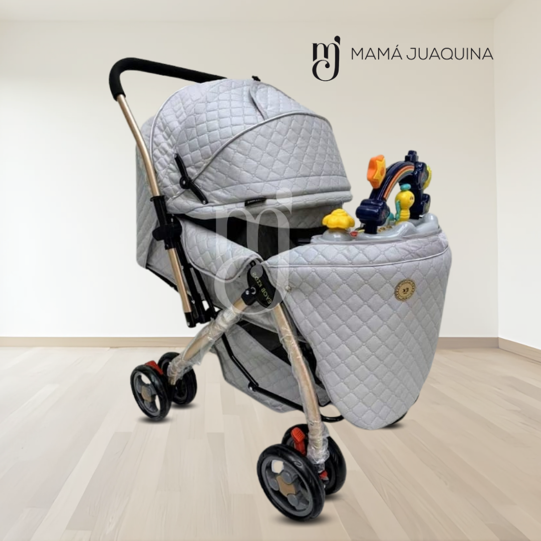 COCHE CUNA BABY SUMMER DAY GRIS MUSICAL LUJO - 6