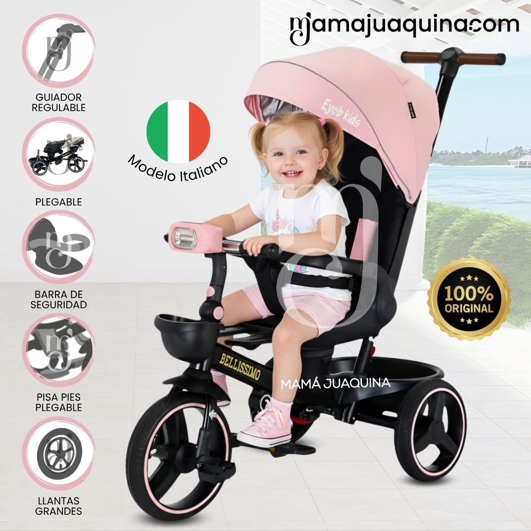 TRICICLO BEAUTIFUL BELLISSIMO ROSA GUIADOR ITALIANO - 1