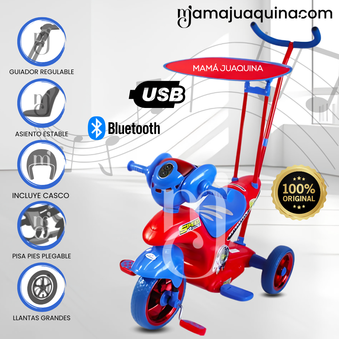 TRICICLO BEAUTIFUL SPEEDY TRI AZUL GUIADOR CON BLUETOOTH - 1