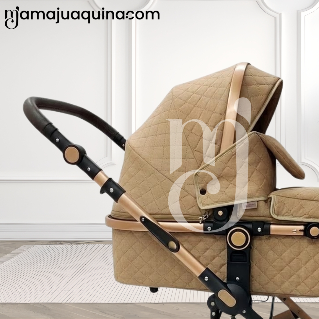 COCHE CUNA BABY BEIGE MOISÉS LUJO LOVY CON PORTAVASO - 2
