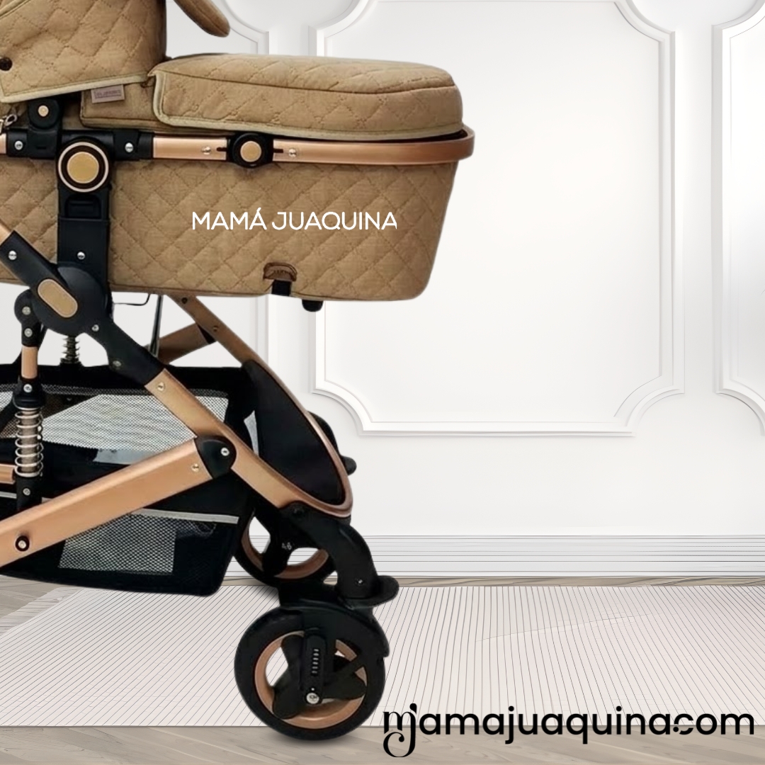 COCHE CUNA BABY BEIGE MOISÉS LUJO LOVY CON PORTAVASO - 3
